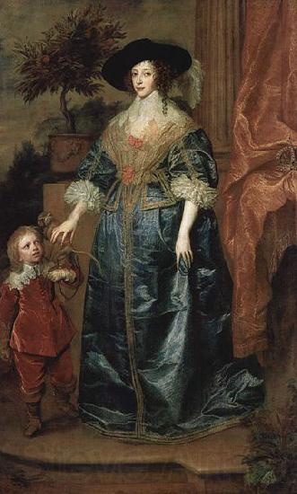Anthony Van Dyck Portrat der Konigin Henrietta Maria, mit Zwerg Sir Jeffrey Hudson Norge oil painting art